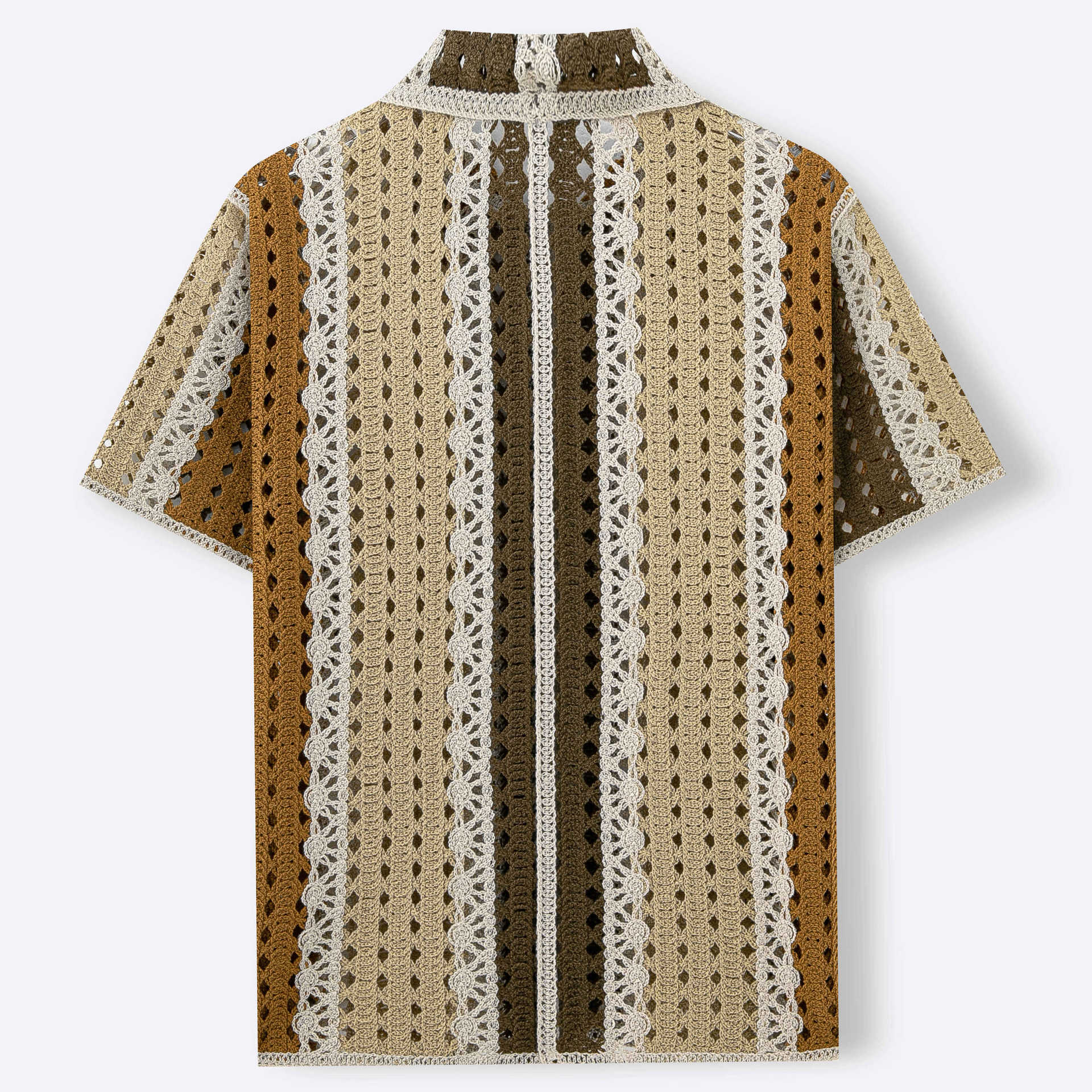 Vintage Khaki Crochet Cabana Shirt