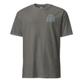 Shop the BlazeCrest Embroidered Cotton Tee by Teddy Blaze. 153 GSM slate gray ring-spun cotton t-shirt featuring THE BLAZECREST from The Mature Mocha Collection.