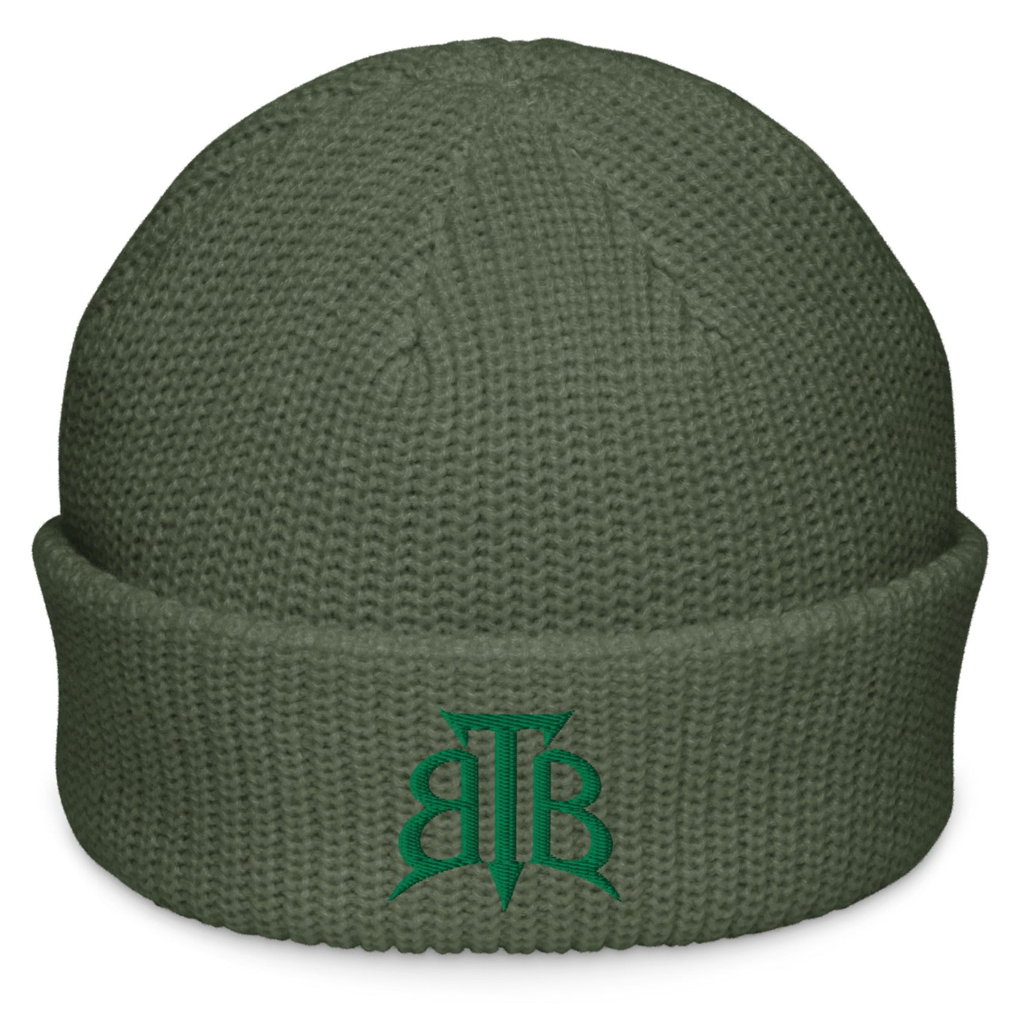 Shop the BlazeCrest Embroidered Ribbed Beanie by Teddy Blaze. Tactical olive green wide-ribbed knit watch cap featuring THE BLAZECREST from The Mature Mocha Collection.