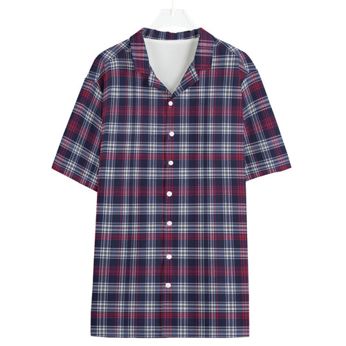 Shop the Blazeberry Plaid Camp Shirt by Teddy Blaze. 120 GSM featherlight berry and navy plaid short-sleeve resort button-down from WHAT'S ON TOP.