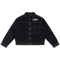 Elevate your luxury denim jacket lineup with the House of Teddy Blaze Afro Yorker Box Cut Denim Jacket. Heavyweight 428 gsm black cotton-poly denim jacket, contrast white stitching, Afro Yorker portrait, and NYC Statue of Liberty back emblem embroidery. Shop NYC to Vegas style.