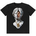 Shop the Breaking the Curse Classic Tee by Teddy Blaze. 180 GSM cotton-spandex stretch tee with classical marble bust graphic reflecting stealth wealth from the TOPS line of The Mature Mocha Collection.