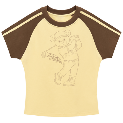 Children's t-shirt with a bear graphic on a beige background