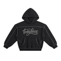 Signatue Contrast-Stitched Boxy Fleece Hooded Jumper