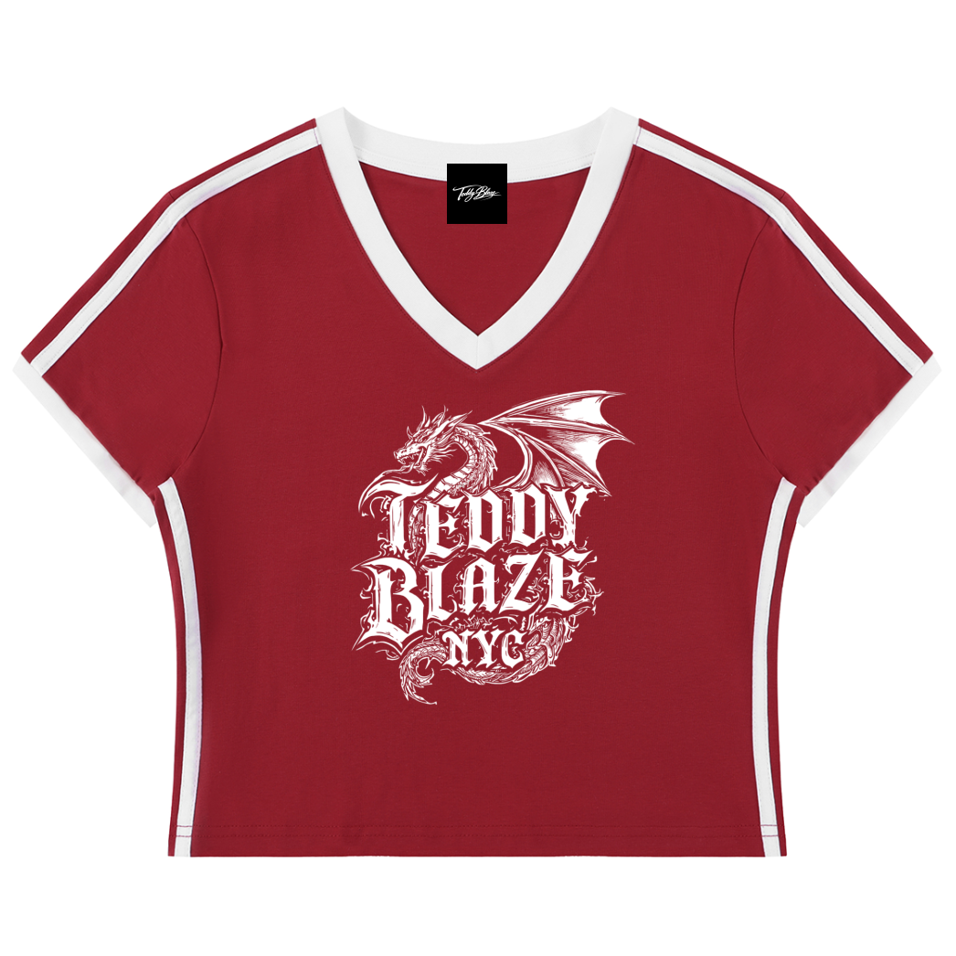 Dragon V-Neck Cropped Tee