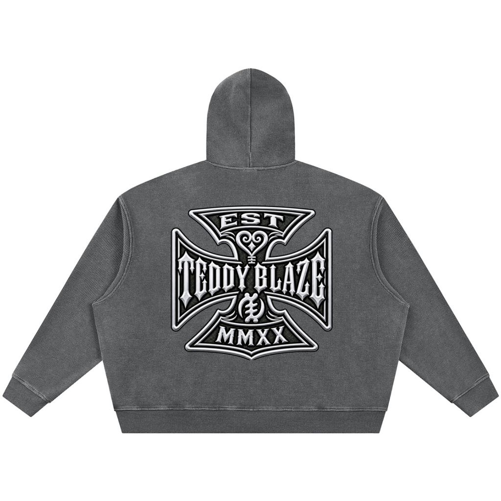 DaCruz Signature Vintage Wash Boxy Waffle Knit Zip Hoodie | MEN OF BLAZE