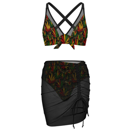 Leaf Sarong V-Neck Trikini | STONE AVE