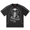 A black short-sleeve athletic t-shirt with white piping details and white printed graphics on the front, including the text 'Trust the process.', the number '13', and 'SIRAGE'.