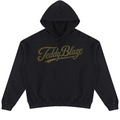 A black pullover hoodie with 'Teddy Blaze' printed across the chest in a textured gold script, displayed on a clean white background.