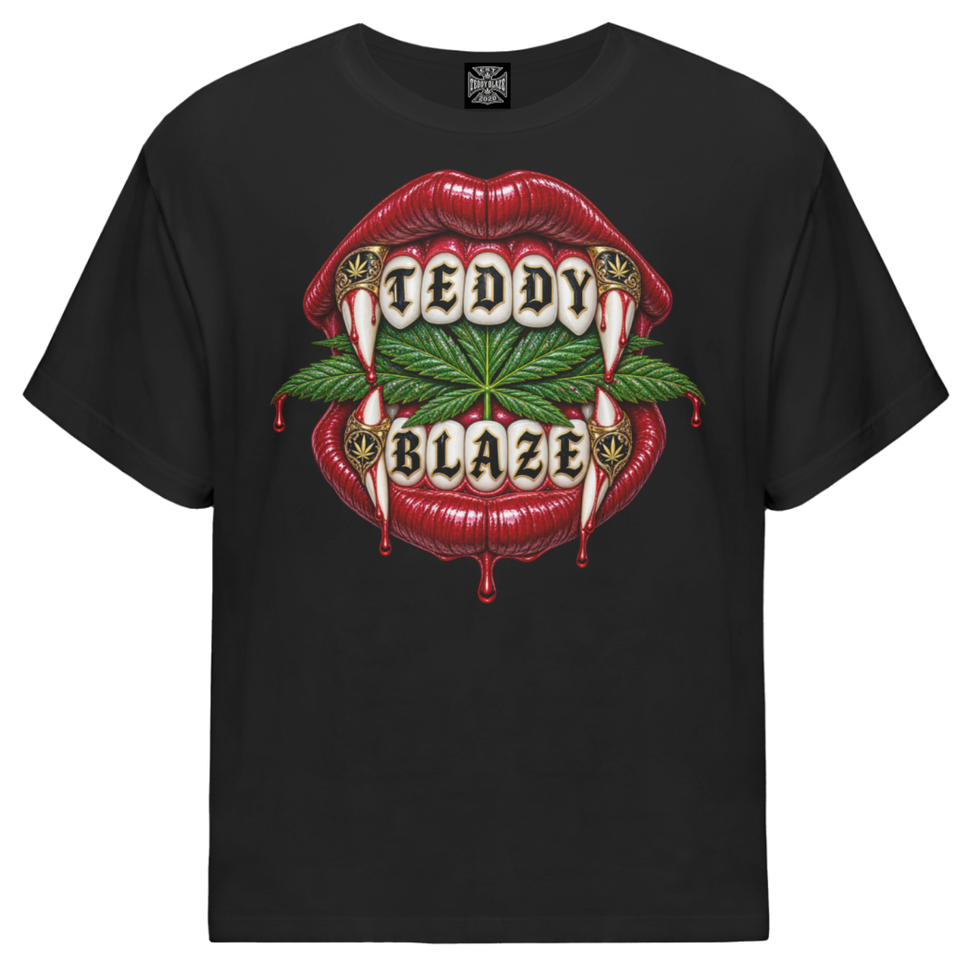 Shop the Craven Gateway Tee by Teddy Blaze. 180 GSM stretch-cotton loose-fit black t-shirt with vampire lips graphic from GATEWAY TEES.