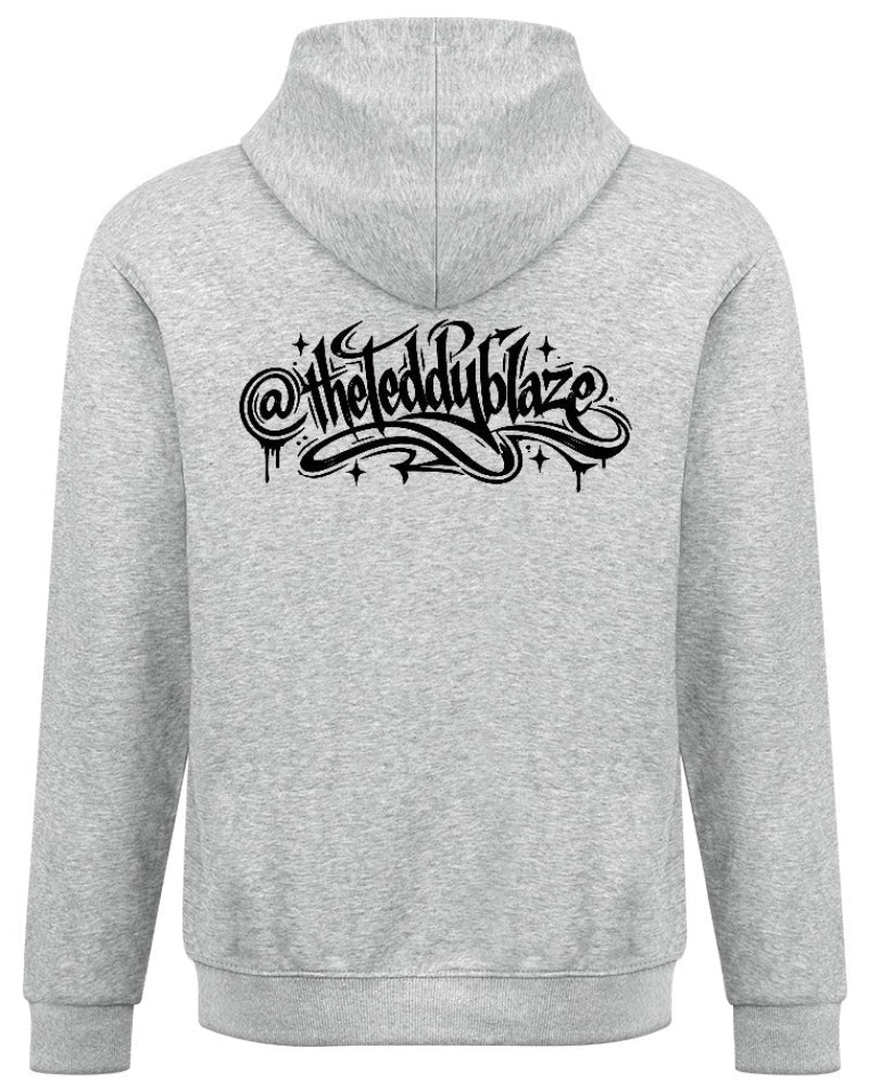 Teddy Blaze Ursa Cruz Signature Cotton Pullover Hoodie | Men's Heather Grey Gothic Graphic Hoodie