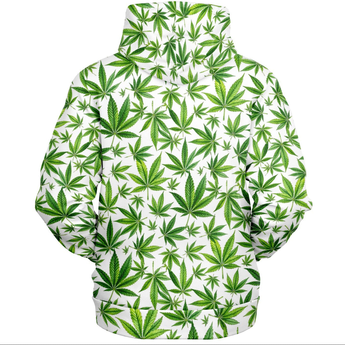 Shop the Ivory Kush Hooded Jumper by Teddy Blaze. Poly-spandex stretch hoodie with green botanical print & custom script-lined hood from HIGH ROLLERS OUTERWEAR.
