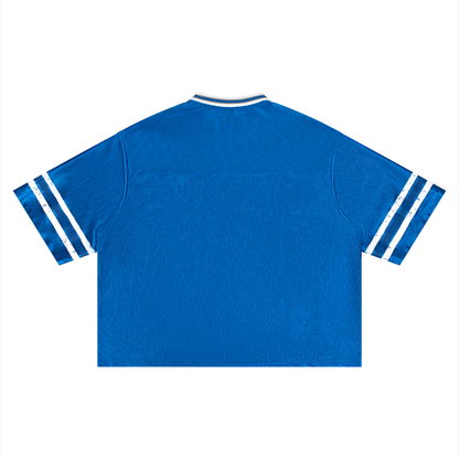 The Golfer Striped Detail Soccer Jersey | Teddy Blaze Blue Label