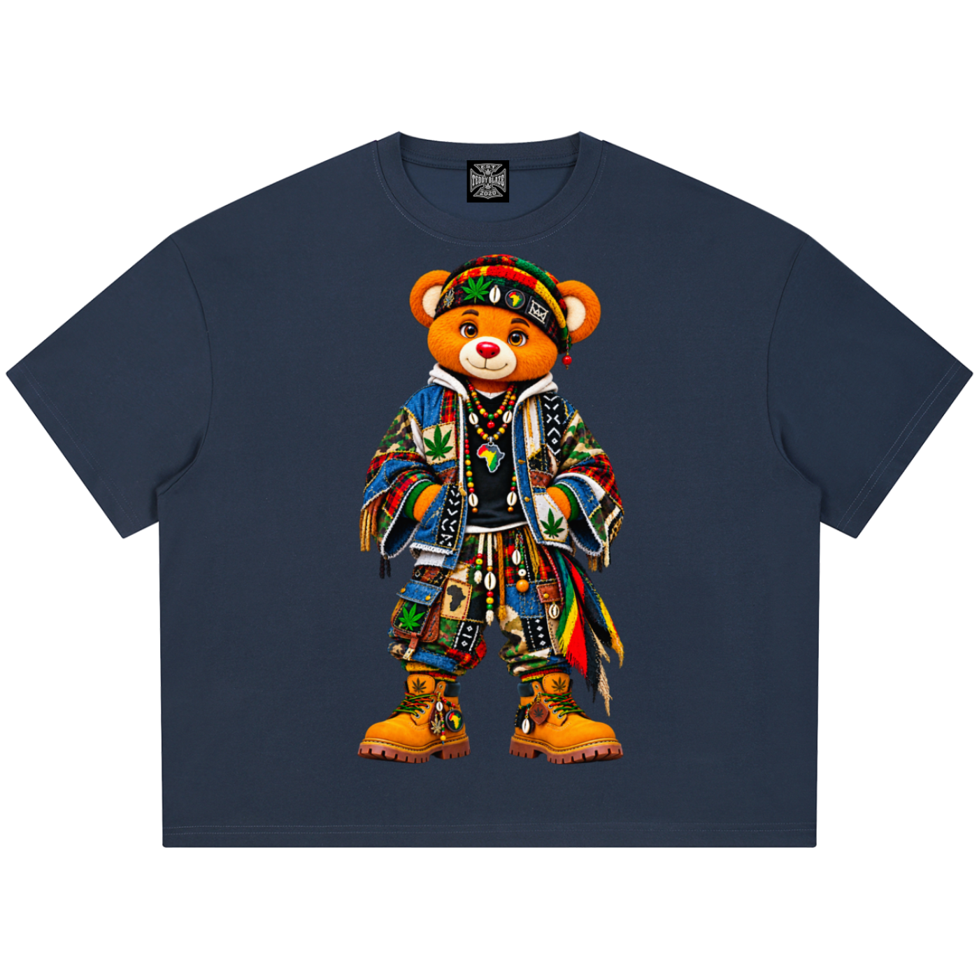 Shop the Teddy Blaze Boho ENY Boxy Coolmax Tee featuring Teddy Blaze Boho, a cotton-Coolmax blend and signature East New York-inspired artwork.