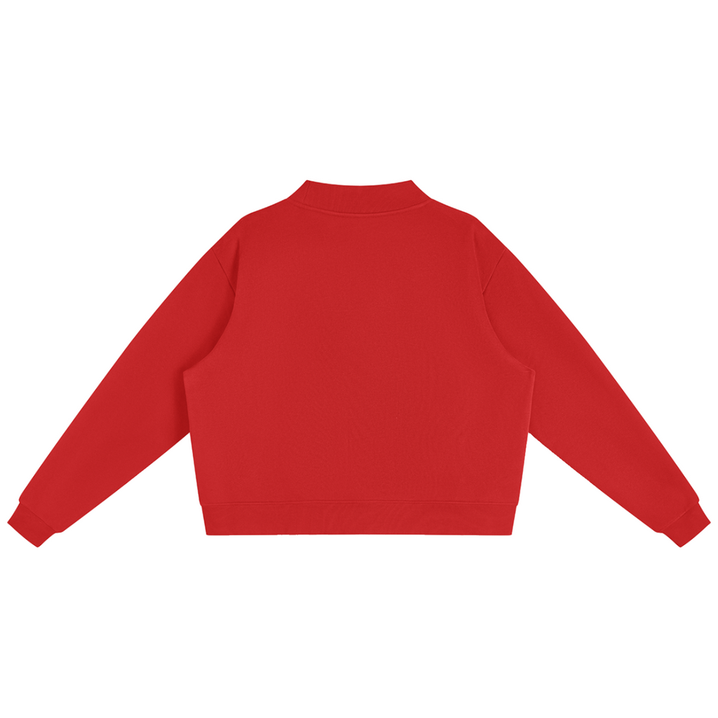 Elevate your cold-weather layers with the Teddy Blaze Sin City Fleece Mock-Neck Jumper. Red heavy fleece, ribbed mock neck, and ornate Sin City logo chest print. Shop NYC to Vegas style.
