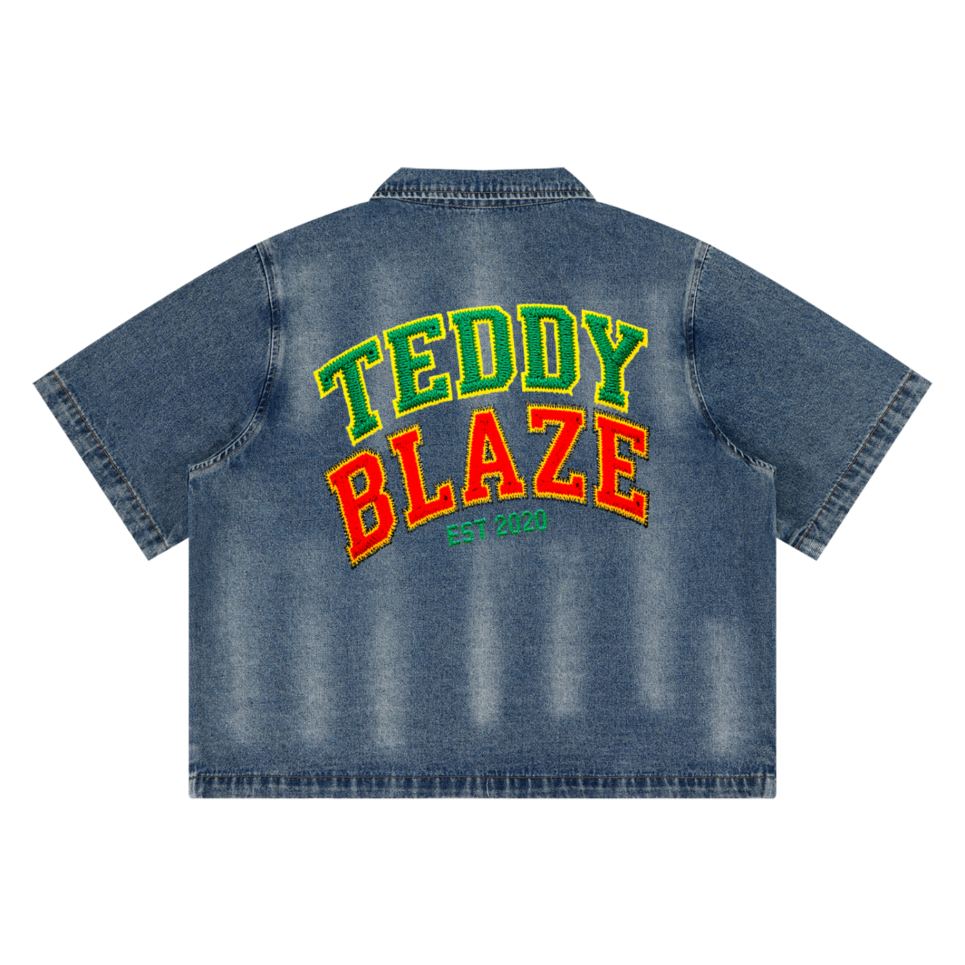 SDB Vintage Washed Zip Denim Shirt | Teddy Blaze University