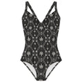 Shop the DaChek monokini with a plunging neckline, adjustable lace-up back and stretchy black-and-white Teddy Blaze swimwear fabric.