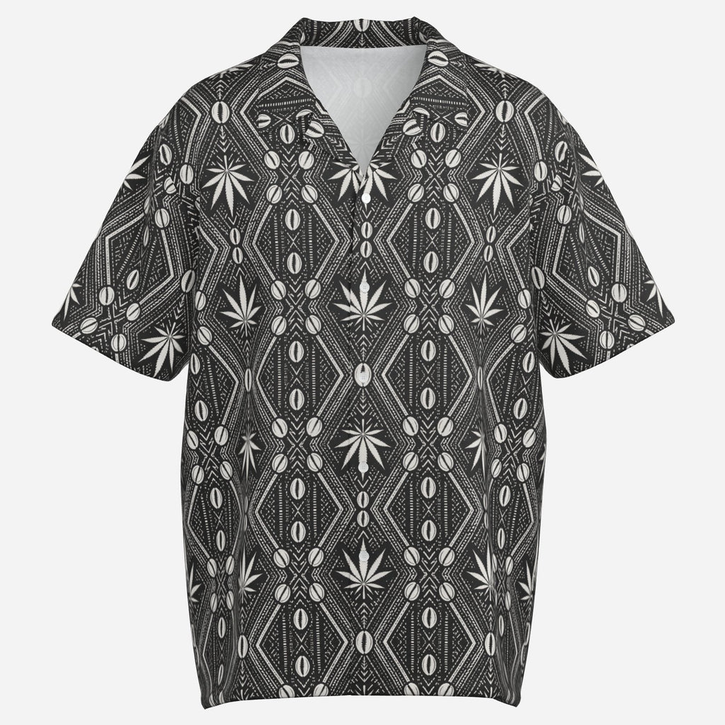 Shop the DaChek Camp Shirt by Teddy Blaze, made from lightweight 120 GSM stretch fabric with bold black-and-white DaChek patternwork.