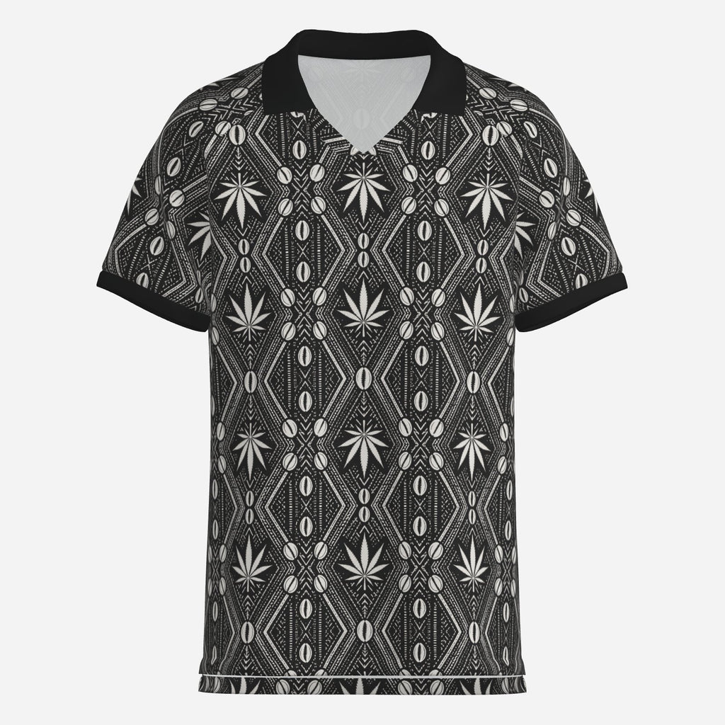 Shop the DaChek Contrast Trim Polo by Teddy Blaze, featuring bold black-and-white house patternwork with a crisp contrast collar and sleeve trim.