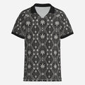 Shop the DaChek Contrast Trim Polo by Teddy Blaze, featuring bold black-and-white house patternwork with a crisp contrast collar and sleeve trim.