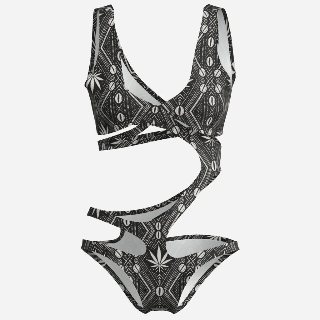 A bold DaChek™ cutout monokini in smooth matte stretch swim fabric, made for poolside confidence by Teddy Blaze.