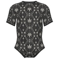 The DaChek Male Short Sleeve Bodysuit brings Teddy Blaze's signature Afrocentric print to a sleek stretch silhouette designed for layering, styling and after-dark dressing.