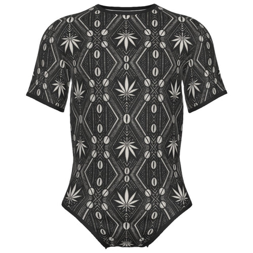 The DaChek Male Short Sleeve Bodysuit brings Teddy Blaze's signature Afrocentric print to a sleek stretch silhouette designed for layering, styling and after-dark dressing.