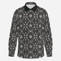 A lightweight DaChek™ satin-finish button-down with a black contrast collar and long sleeves, designed for polished Teddy Blaze streetwear.