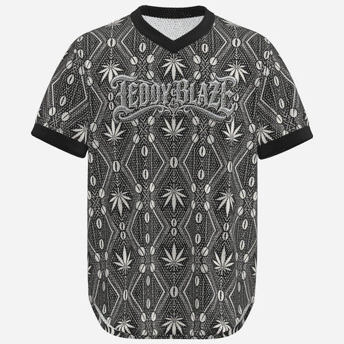 Shop the DaChek V-Neck Sports Tee by Teddy Blaze, crafted in 170 GSM polyester with all-over DaChek and the Teddy Blaze Signature across the chest.