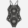 A Teddy Blaze™ spaghetti strap monokini in matte stretch swim fabric, finished with an open back and adjustable straps for poolside heat.