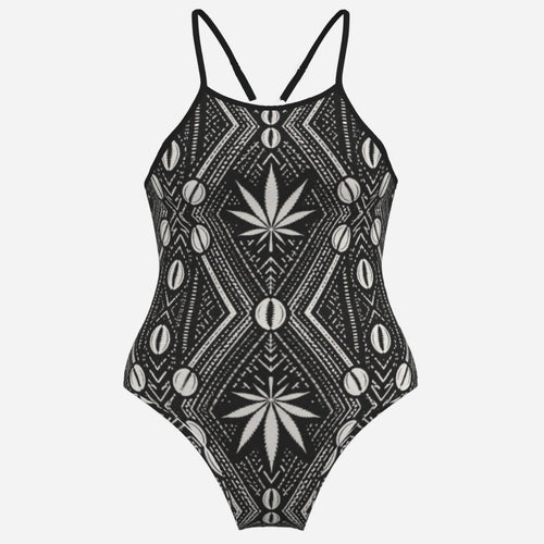 A Teddy Blaze™ spaghetti strap monokini in matte stretch swim fabric, finished with an open back and adjustable straps for poolside heat.