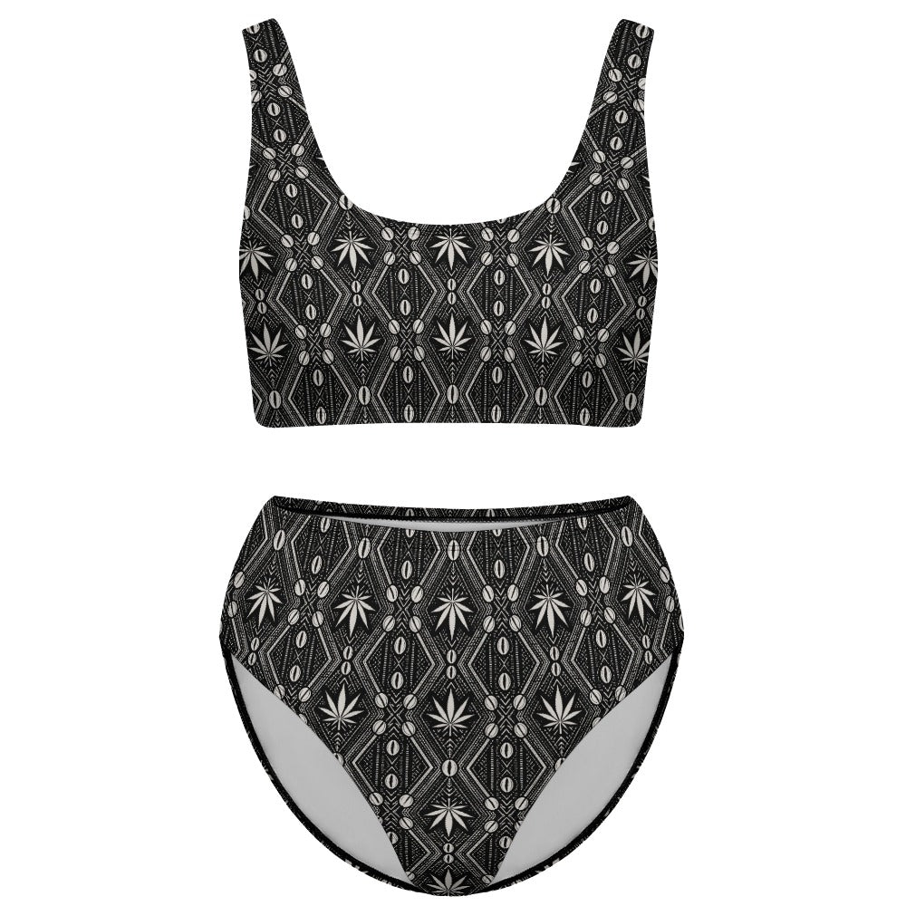 Shop the DaChek Tank Bikini with a cropped tank top, high-waisted bottom and stretchy black-and-white Teddy Blaze swimwear fabric.