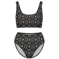 Shop the DaChek Tank Bikini with a cropped tank top, high-waisted bottom and stretchy black-and-white Teddy Blaze swimwear fabric.
