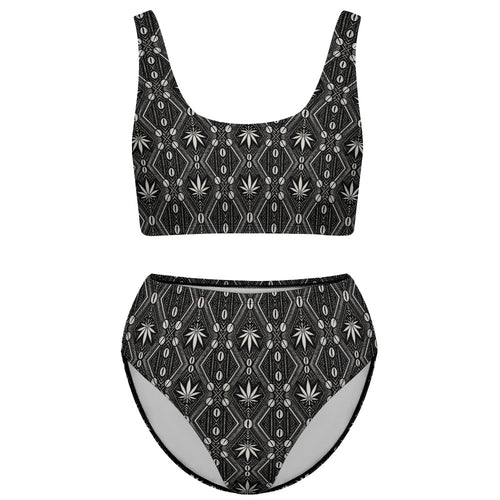 Shop the DaChek Tank Bikini with a cropped tank top, high-waisted bottom and stretchy black-and-white Teddy Blaze swimwear fabric.