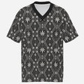 Meta Description: DaChek V-neck sports tee in 180 GSM cooling stretch fabric with UPF 50+ protection, contrast collar and signature Teddy Blaze Black Ivy pattern