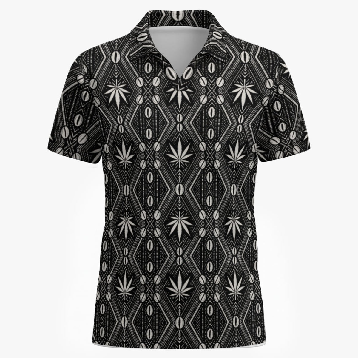 ADS-3MTThe DaChek V-Neck Polo pairs Afrocentric pattern, cowrie forms and TeddyFlora with a clean open-collar silhouette for an unmistakably Teddy Blaze take on preppy dressing.XPB36-PC2KM-FFFFFF