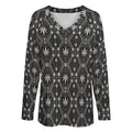 Shop the loose DaChek V-neck jumper in stretch fabric with long sleeves and bold black-and-white Teddy Blaze house pattern.