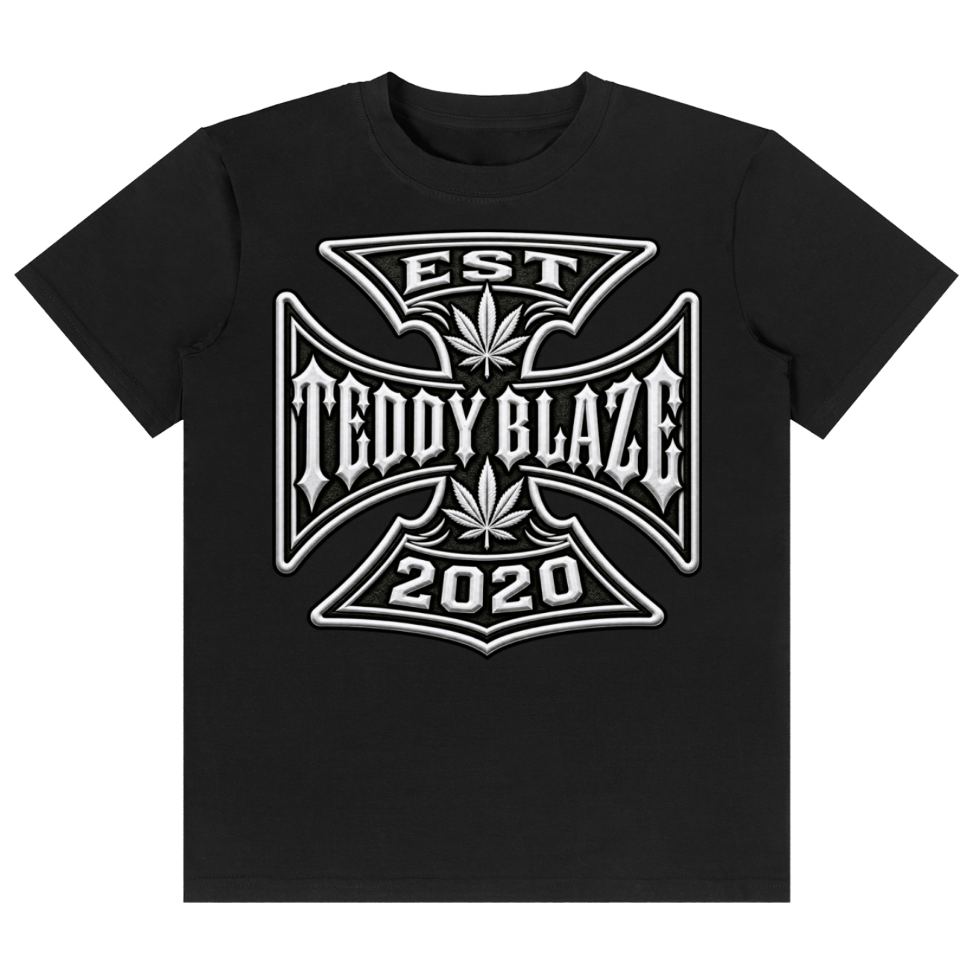 Shop the DaCruz Classic Tee by Teddy Blaze. 180 GSM cotton-spandex stretch tee featuring a silver gothic cross graphic from the TOPS line of The Mature Mocha Collection.