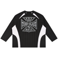 A black long-sleeve athletic jersey with white side panels and a large white graphic on the chest reading 'EST TEDDY BLAZE MMXX'.