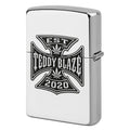 Carry the polished DaCruz Copper Lighter Case, featuring a compact silhouette and bold black-and-white Teddy Blaze house emblem.
