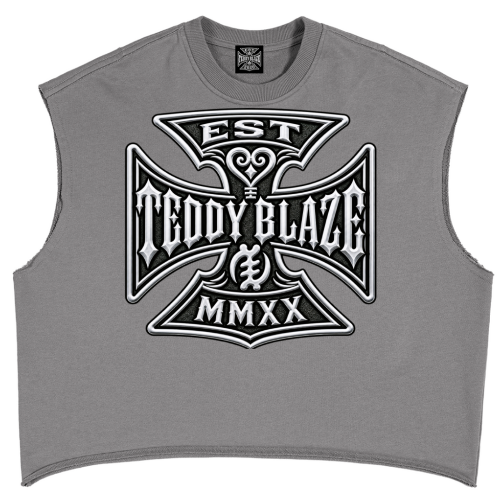 Shop the DaCruz French Terry Boxy Tank by Teddy Blaze, a heavyweight unisex sleeveless top in 340GSM cotton-rich French terry with an oversized DaCruz graphic.