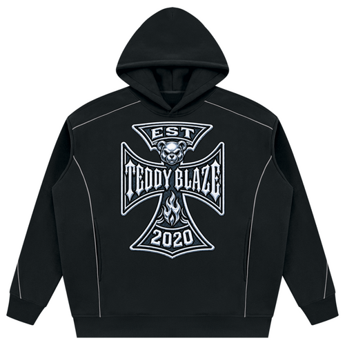 Shop the DaCruz Piping Detail Fleece Hooded Jumper by Teddy Blaze. Heavyweight 345 gsm fleece hoodie featuring white contrast piping and the DaCruz cross graphic.