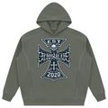 sage green hoodie, DaCruz pullover, piping detail fleece hoodie, 345 gsm fleece sweater, Teddy Blaze hoodie, IRON AND IVY collection, Black owned luxury streetwear, contrast piping hoodie, DaCruz cross sweatshirt, executive street style