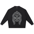 Shop the DaCruz Shoe Ribbed Knit Fleece Jumper by Teddy Blaze. 290 GSM cotton-poly oversized fleece jumper with silver horseshoe graphic from ON TOP.