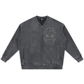 Shop the DaCruz Shoe Vintage Washed Fleece Baseball Jacket by Teddy Blaze. 360 GSM heavy fleece zip jacket with silver horseshoe graphics from WE OUTSIDE!