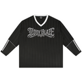 Unisex black striped soccer jersey with a Teddy Blaze Signature front graphic and an oversized DaCruz crest across the back.