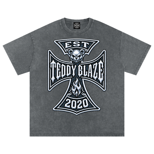 Shop the DaCruz Snow Washed Cotton Tee by Teddy Blaze. 250 gsm mineral-wash cotton t-shirt featuring a relaxed fit, drop shoulders, and the DaCruz cross crest.