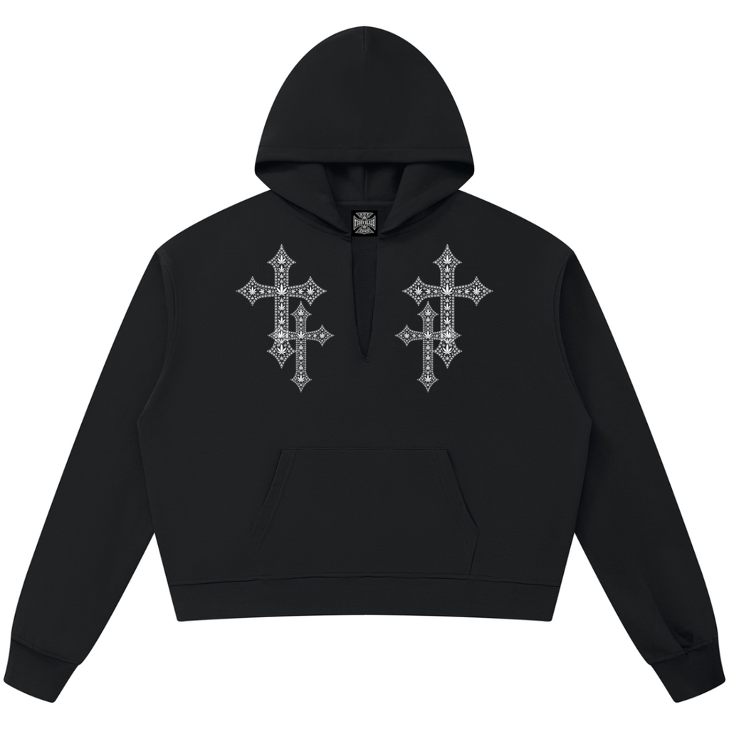 Shop the DaCruz V-Neck Hooded Jumper by Teddy Blaze. Heavyweight 360 gsm fleece hoodie featuring a split slit neck, front cross prints, and iconic DaCruz back emblem.
