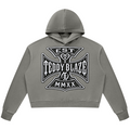 Heavyweight vintage-wash hooded jumper in a cotton-poly blend, finished with the new Teddy Blaze crest across the front.
