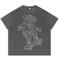 Gray t-shirt with a bear graphic on a white background